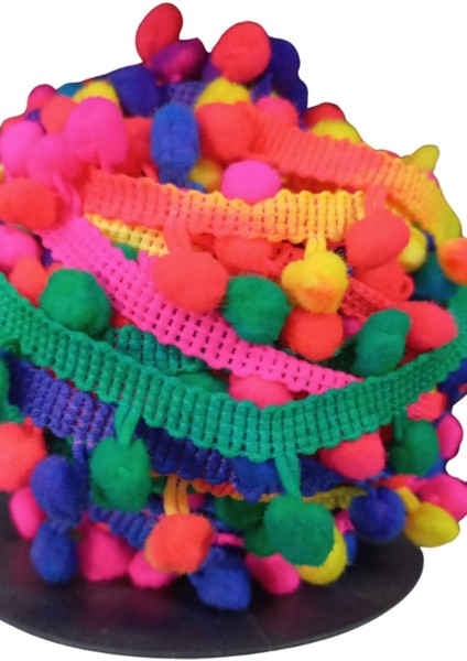 Sıralı Ponpon 1 Metre Karışık Renk