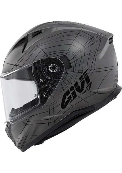 50.7 Phobıa Mat Tıtanıum-Siyah Kapalı Motosiklet Kaskı