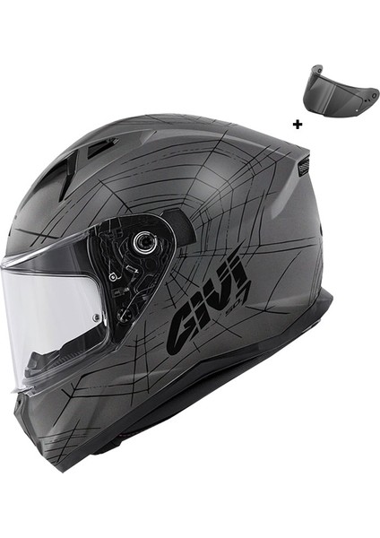 50.7 Phobıa Mat Tıtanıum-Siyah Kapalı Motosiklet Kaskı modelleri