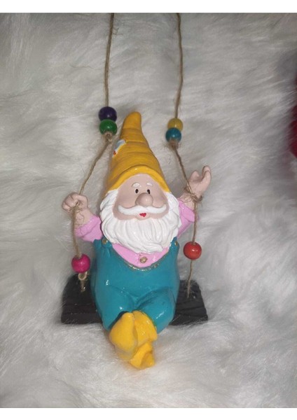 Mavi Sallanan Cüce Duvar Süsü, Ev, Bahçe ve Balkon Dekoru