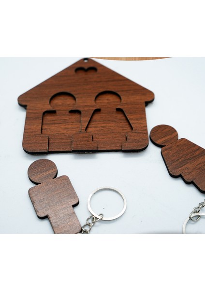 Ahşap Puzzle Tasarım Sevgili Çift Sevimli Ev Duvar Anahtarlık fiyatları