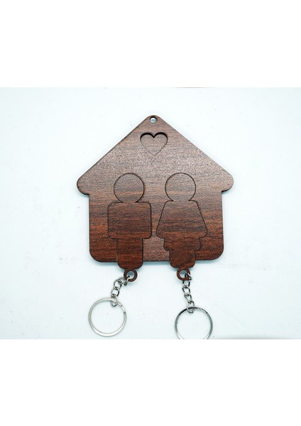 Ahşap Puzzle Tasarım Sevgili Çift Sevimli Ev Duvar Anahtarlık modelleri