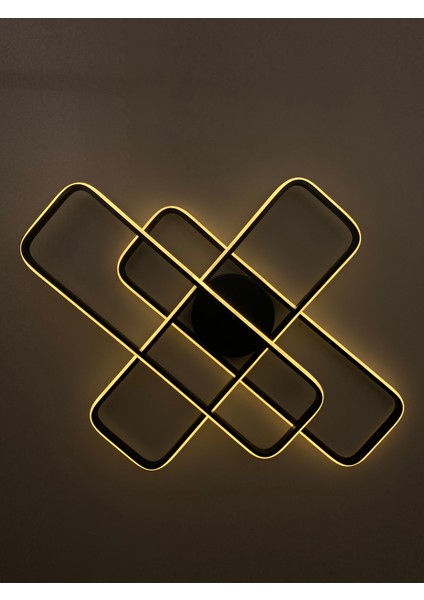 Yüksek Aydınlatmalı Dikdörtgen Siyah Şık Tavan Plafonyer LED Avize, 3 Renk Aydınlatma fiyatları