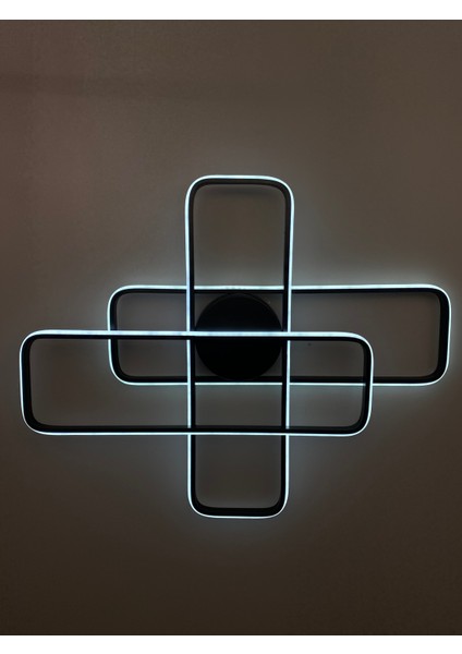 Yüksek Aydınlatmalı Dikdörtgen Siyah Şık Tavan Plafonyer LED Avize, 3 Renk Aydınlatma fırsatları