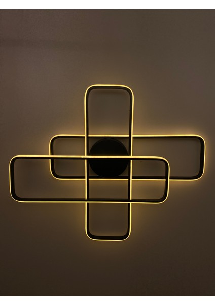 Yüksek Aydınlatmalı Dikdörtgen Siyah Şık Tavan Plafonyer LED Avize, 3 Renk Aydınlatma indirimleri