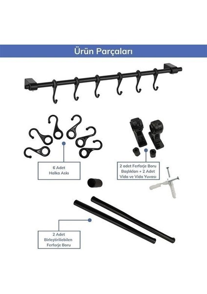 Duvara Monte Edilen 6 Kancalı Dekor Kaşıklık ve Kupa Askısı indirimleri