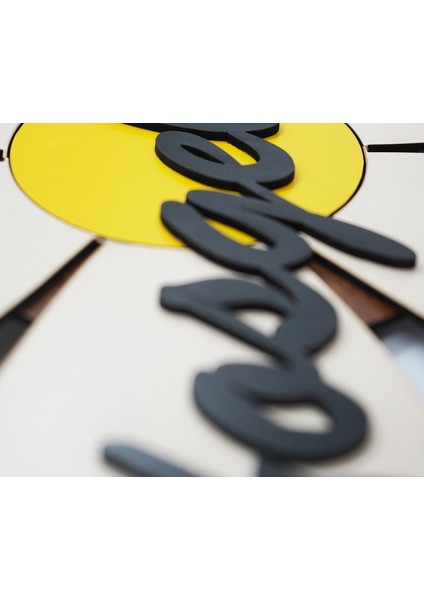 Ahşap Mdf Hoşgeldiniz Yazılı Papatya Şekilli Kapı Süsü