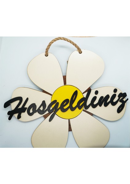 Ahşap Mdf Hoşgeldiniz Yazılı Papatya Şekilli Kapı Süsü fırsatları
