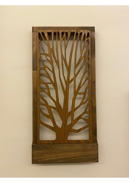 Peri Ledli Masif Ahşap Panel Duvar Dekoru 36X18CM, Ev ve Balkon Şıklığı