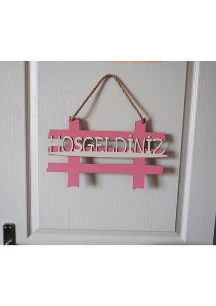 Ahşap Mdf Hoşgeldiniz Yazılı Çit Şekilli Kapı Süsü