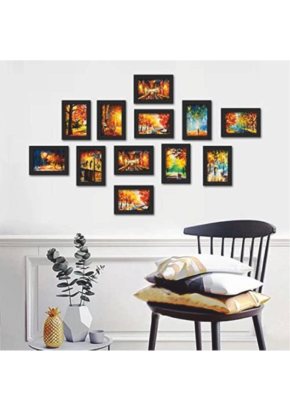 12 Adet 15X10 Ahşap Duvar Resim Çerçevesi, Siyah, Soy Ağacı Tasarımı