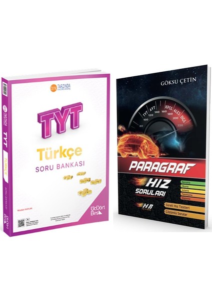 Üç Dört Beş Tyt Türkçe ve Hız ve Renk Paragraf Soru Bankası 2 Kitap Set