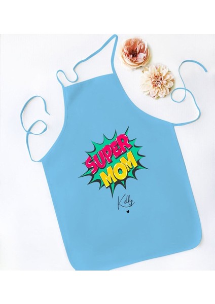 Kişiye Özel Mavi Anneler Günü Temalı Mutfak Önlüğü, Aşçı ve Şef Tasarımı