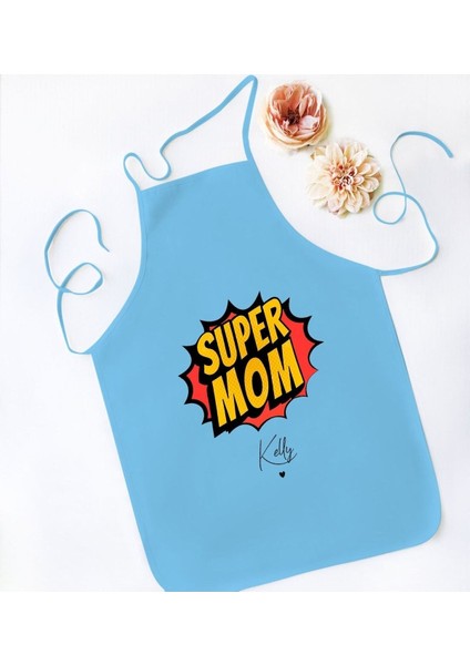 Kişiye Özel Mavi Anneler Günü Tasarımlı Mutfak Aşçı Şef Önlüğü