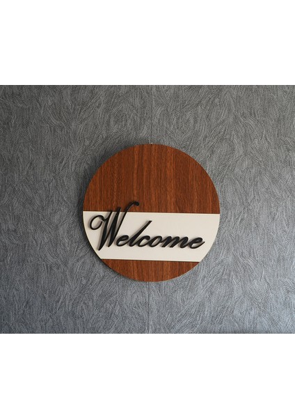 Ahşap Mdf Tasarım Dekoratif Dış Kapı Welcome Yazılı Yuvarlak Kapı Süsü fırsatları