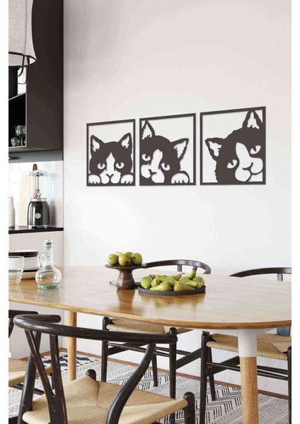 Şık Beyaz 3D Mdf Kedi Figürlü Tablo, Ev ve Ofis Dekorasyonu Için Yeni Tarz