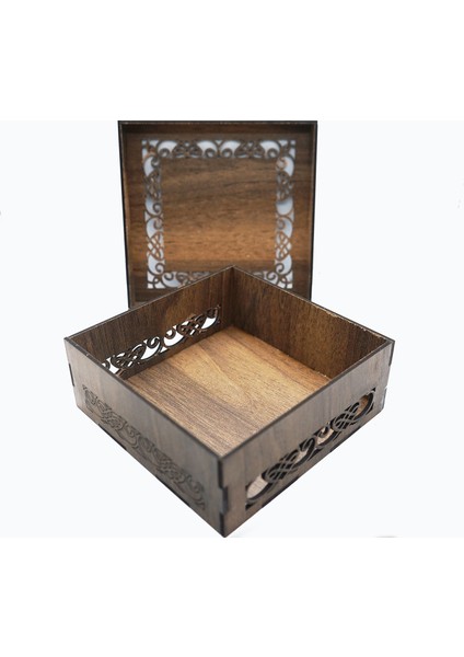 Kahverengi Ahşap Mistik Işlemeli Kapaklı Takı Kutusu, Poşet Çay Kahve Kutusu, Çok Amaçlı Kutu fiyatları