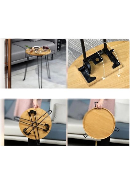 Bambu Metal Ayaklı Katlanabilir Yuvarlak Masa - 42 x 41.5 x 2.5 cm modelleri