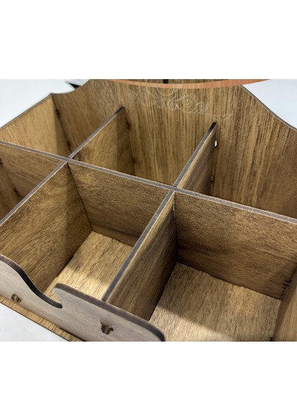 Kahverengi Ahşap Dekoratif 6 Bölmeli Sandık Takı Kutusu, Kafe Restoran Oteller Için Çok Amaçlı Kutu modelleri