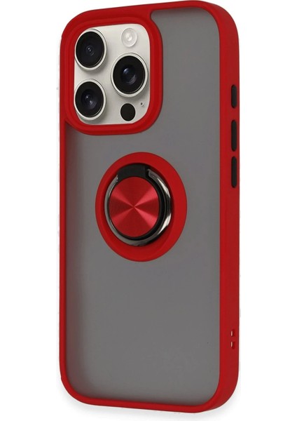 iPhone 16 Pro Kılıf Montreal Yüzüklü Silikon Kapak - Kırmızı - NX2326-5464 fiyatları