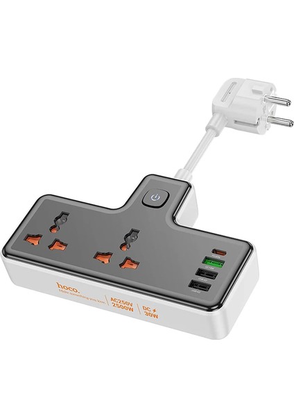 Hoco AC12A 2500W 2 Priz + 3 USB + 30W Type-C Multifonksiyonel Priz Çoğaltıcı Şa - NX5820-1130 fiyatları