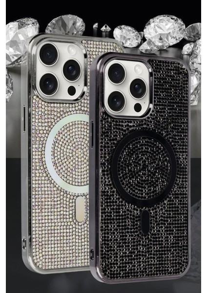 iPhone 15 Pro Kılıf Diamond Magsafe Kapak - Gümüş - NX8829-7692 modelleri