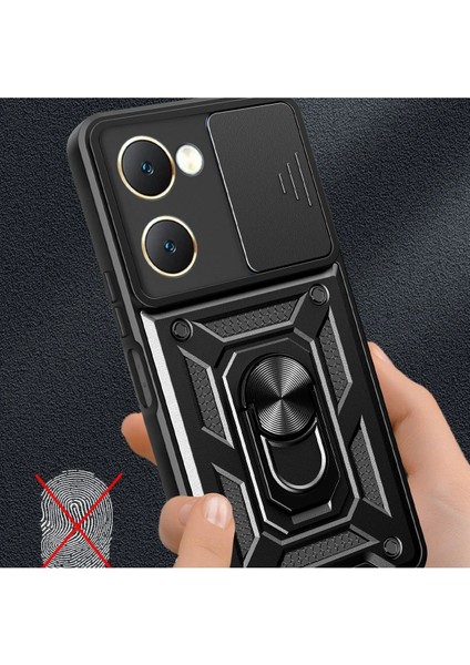 Vivo Y18 Kılıf Pars Lens Yüzüklü Silikon - Siyah - NX3191-1253 modelleri