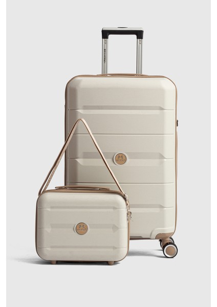 My-Pp Tekerlekli Orta Makyaj Polipropilen Süper Esnek Kırılmaz Tekerlekli Valiz Bavul Seyaha Valiz Seti