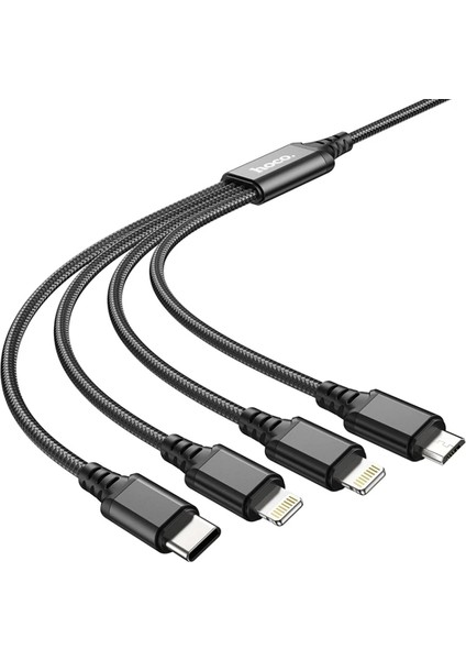 Hoco X76 4in1 Type-C + iPhone Lightning + Micro USB 2A Şarj KABLOSU-(1903) - NX8903-2297