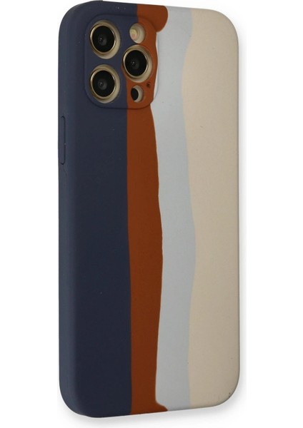 iPhone 12 Pro Max Kılıf Ebruli Lansman Silikon - Lacivert-Krem - NX8481-7285 modelleri