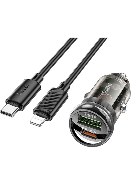 Hoco Z53A Vision PD30W Type-C + USB Qc3.0 Girişli Araç Çakmaklık Hızlı Şarj A - NX1776-5479