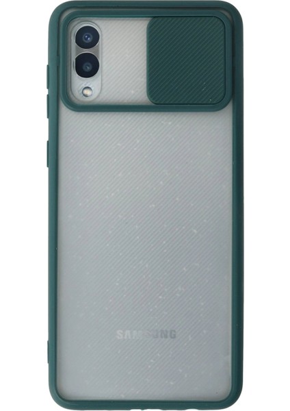 Samsung Galaxy A02 Kılıf Palm Buzlu Kamera Sürgülü Silikon - Yeşil - NX1425-2544