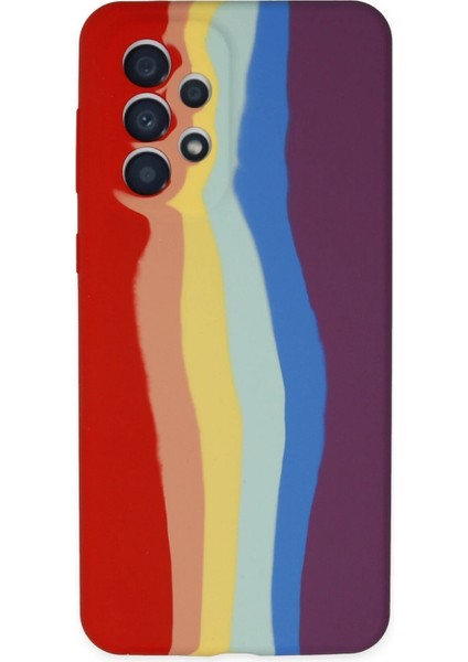 Samsung Galaxy A73 5g Kılıf Ebruli Lansman Silikon - Kırmızı-Mor - NX6761-1942