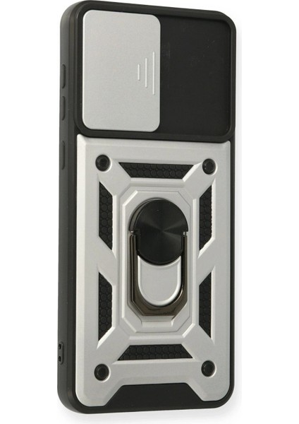 Samsung Galaxy A02 Kılıf Pars Lens Yüzüklü Silikon - Gümüş - NX6990-6177 modelleri