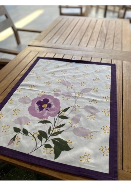 Menekşe Desenli 52X65CM %100 Pamuk Dokuma Mutfak Bezi, Çok Renkli ve Şık Kullanım. modelleri