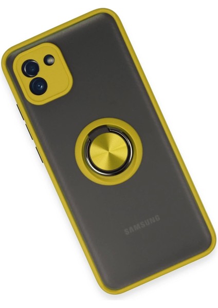 Samsung Galaxy A03 Kılıf Montreal Yüzüklü Silikon Kapak - Sarı - NX2283-8321 modelleri