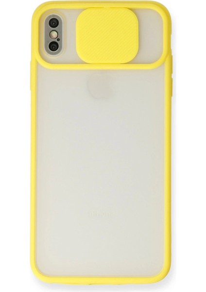 iPhone x Kılıf Palm Buzlu Kamera Sürgülü Silikon - Sarı - NX4056-7393