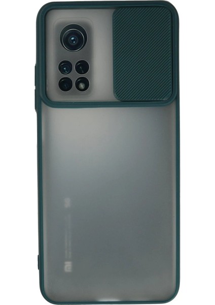 Xiaomi Mi 10T Kılıf Palm Buzlu Kamera Sürgülü Silikon - Yeşil - NX2602-8814