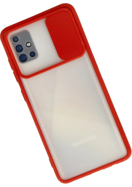 Samsung Galaxy A71 Kılıf Palm Buzlu Kamera Sürgülü Silikon - Kırmızı - NX5763-4019 fiyatları