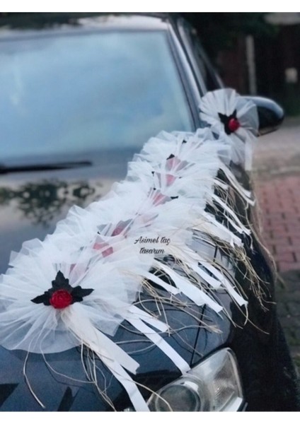 20 Adet Kırmızı Düğün Arabası Süsü, Konvoy ve Gelin Arabası Dekoru