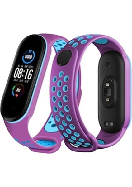 Xiaomi Mi Band 4 Spor Delikli Kordon - Mor-Mavi - NX7082-2993
