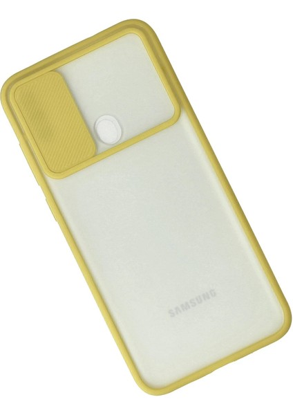 Samsung Galaxy A11 Kılıf Palm Buzlu Kamera Sürgülü Silikon - Sarı - NX7755-8185 modelleri