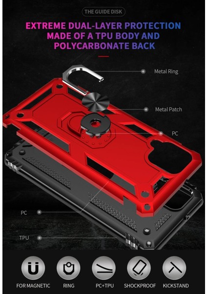 Samsung Galaxy A22 Kılıf Sofya Yüzüklü Silikon Kapak - Kırmızı - NX7163-4626 indirimleri