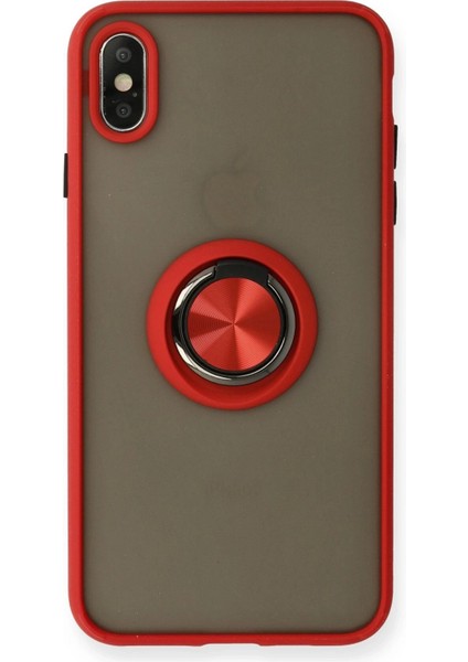 iPhone x Kılıf Montreal Yüzüklü Silikon Kapak - Kırmızı - NX1990-1064