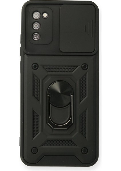 Samsung Galaxy A03S Kılıf Pars Lens Yüzüklü Silikon - Siyah - NX6072-5897