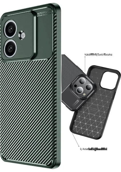 Oppo A3 Kılıf Auto Focus Karbon Kapak - Koyu Yeşil - NX1810-8714 modelleri