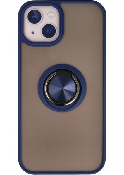 iPhone 13 Kılıf Montreal Yüzüklü Silikon Kapak - Lacivert - NX3716-3424