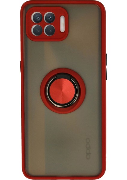 Oppo Reno 4 Lite Kılıf Montreal Yüzüklü Silikon Kapak - Kırmızı - NX7450-9910