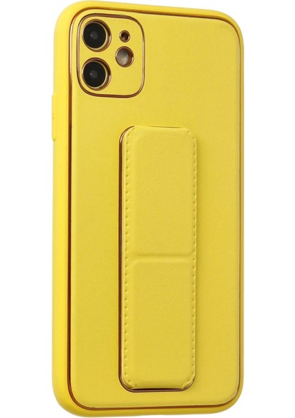 iPhone 12 Kılıf Coco Deri Standlı Kapak - Sarı - NX5435-8389 fiyatları