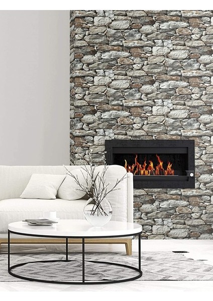 Taş Duvar Desenli Kendinden Yapışkanlı 3D Duvar Raf Kapı Kaplama Kağıdı 3 Metre 60 cm fiyatları